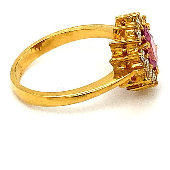 Certified Pink Spinel 1.01ct Diamonds 22K Ring - Picture 3 of 8